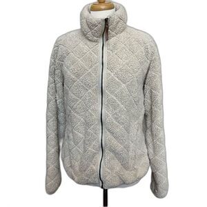 Columbia Fire Side Sherpa Full-Zip Ivory Fleece Jacket - Women L - Soft Warm